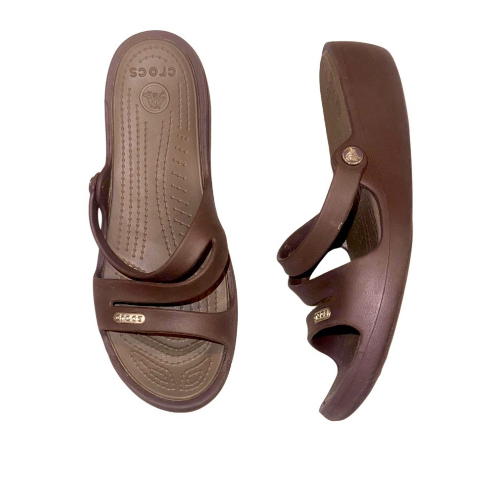 CROCS Patricia brown sandals semi wedge women’s shoes size 7